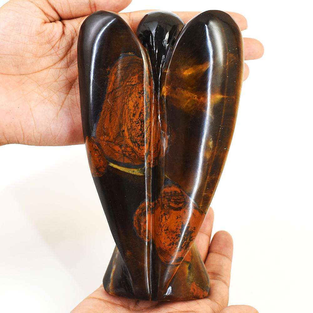 gemsmore:Artisian Tiger Eye Hand Carved Genuine Crystal Gemstone Carving Angel