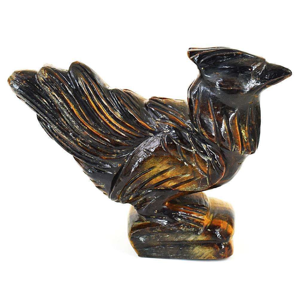 gemsmore:Artisian Tiger Eye Hand Carved Genuine Crystal Gemstone Carving Hen