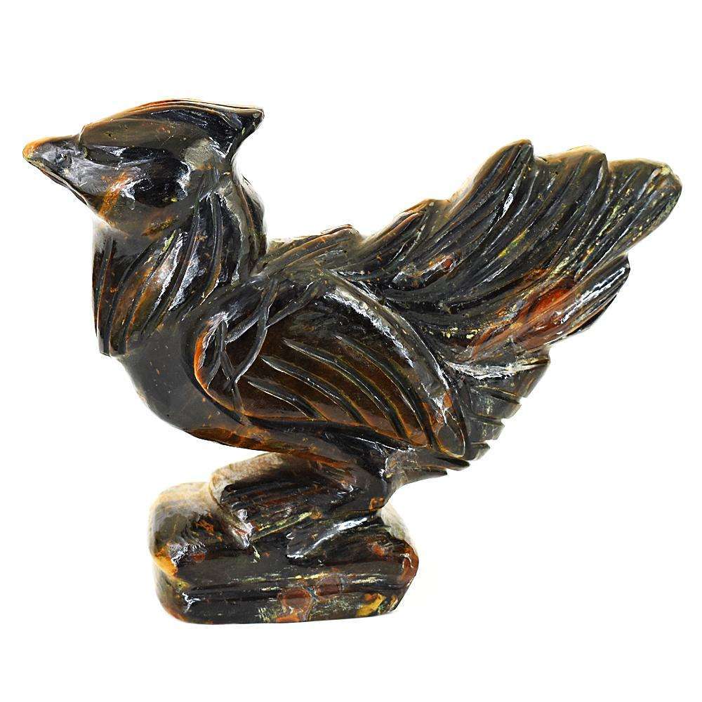 gemsmore:Artisian Tiger Eye Hand Carved Genuine Crystal Gemstone Carving Hen