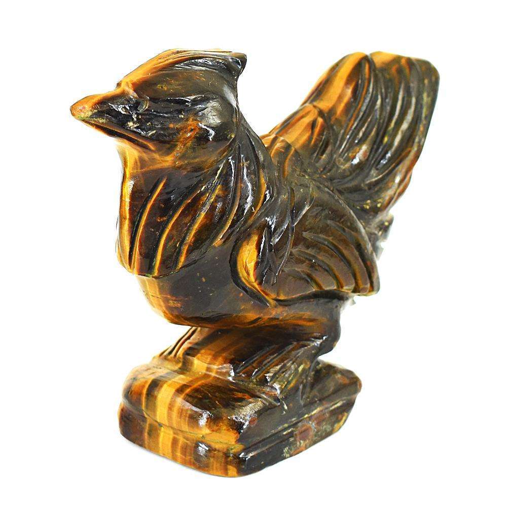 gemsmore:Artisian Tiger Eye Hand Carved Genuine Crystal Gemstone Carving Hen