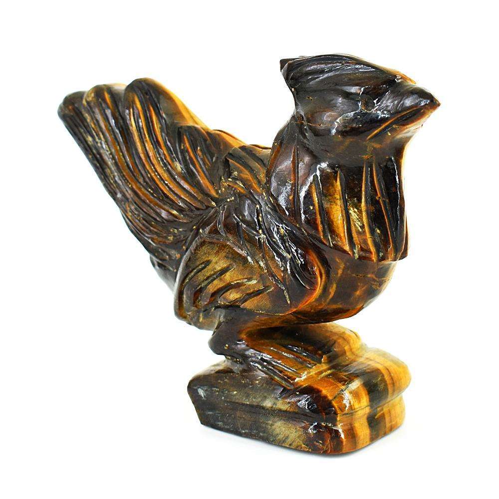 gemsmore:Artisian Tiger Eye Hand Carved Genuine Crystal Gemstone Carving Hen