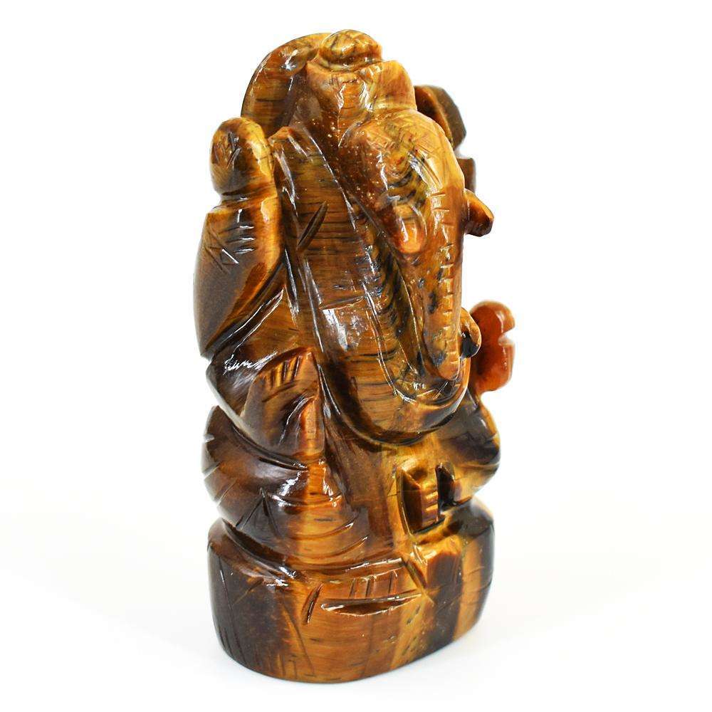 gemsmore:Artisian Tiger Eye Hand Carved Genuine Crystal Gemstone Carving Lord Ganesha