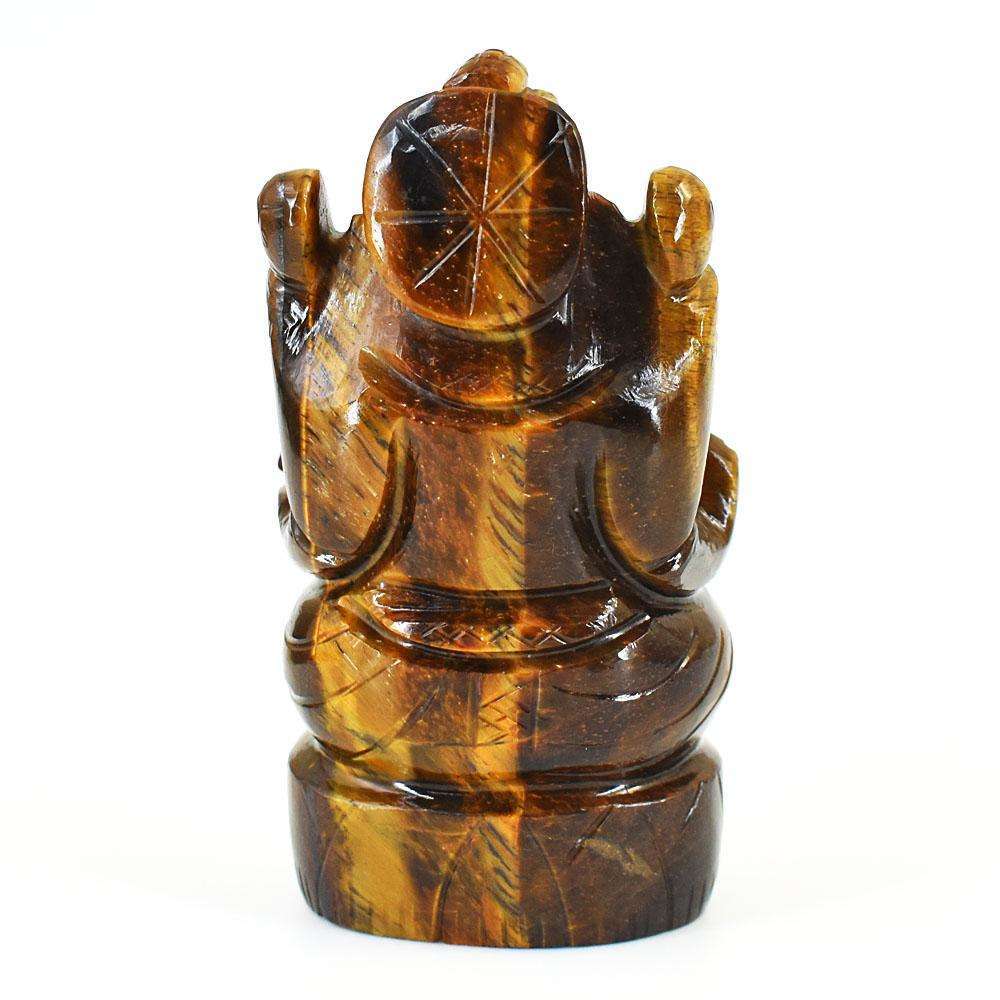 gemsmore:Artisian Tiger Eye Hand Carved Genuine Crystal Gemstone Carving Lord Ganesha
