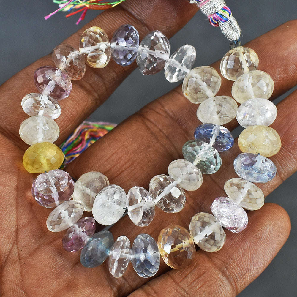 gemsmore:Awesome 139 Carats Genuine 09 Inches Multicolor Topaz Beads Strand