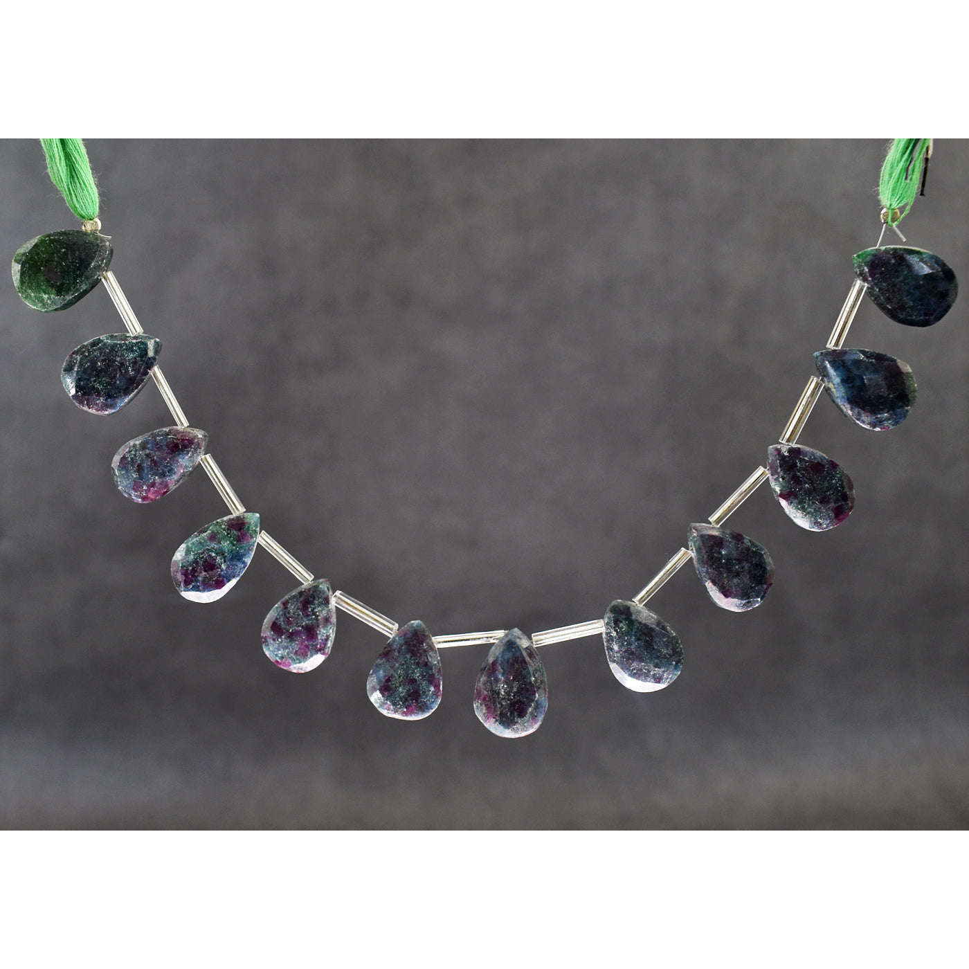 gemsmore:Awesome 144 Carats Genuine 09 Inches Ruby In Kyanite Faceted Beads Strand