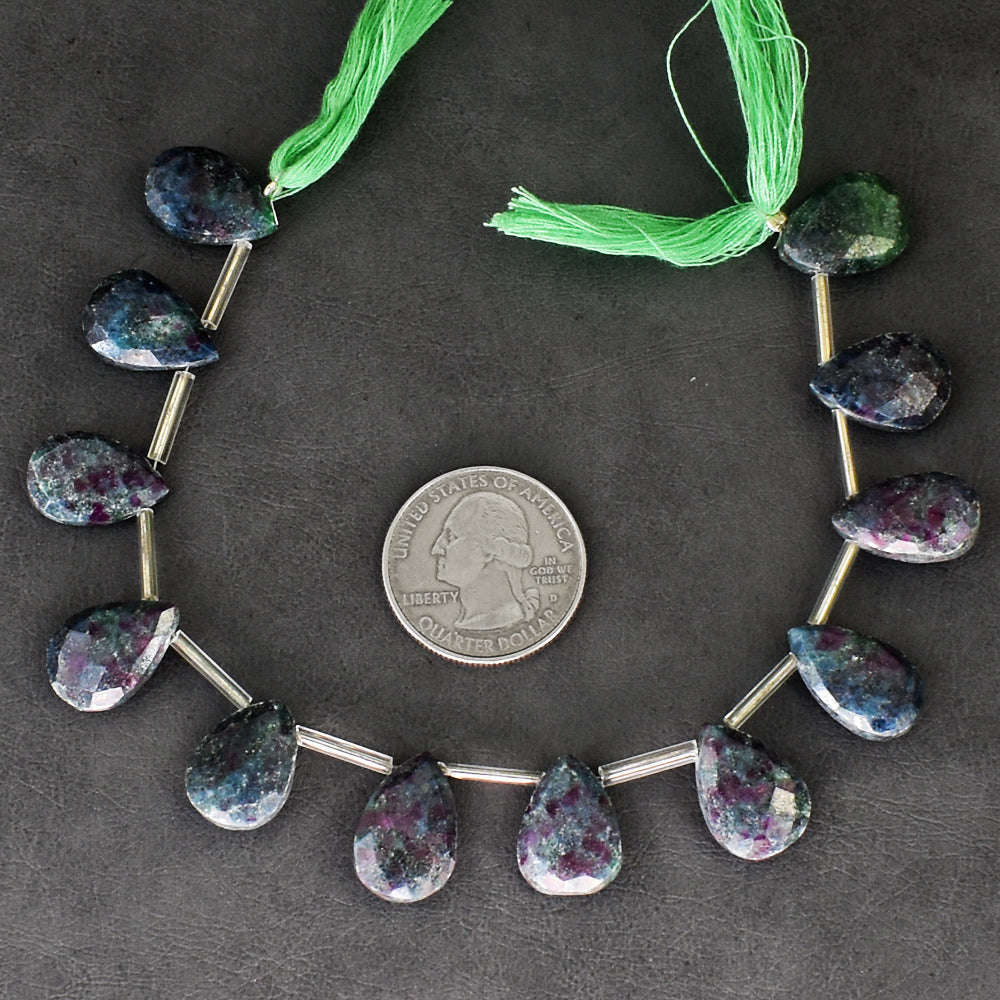 gemsmore:Awesome 144 Carats Genuine 09 Inches Ruby In Kyanite Faceted Beads Strand