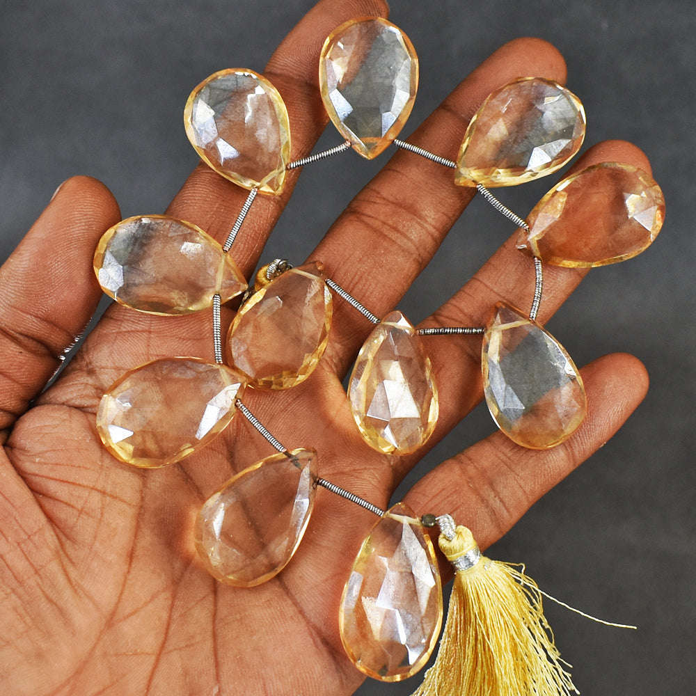 gemsmore:Awesome 270 Carats Genuine 08 Inches Golden Citrine Faceted Beads Strand