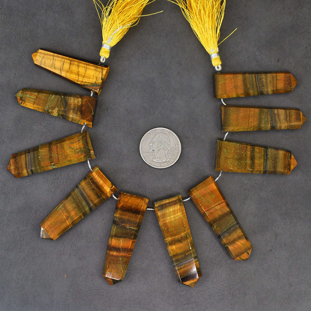 gemsmore:Awesome 458 Carats Genuine 08 Inches Golden Tiger Eye Beads Strand