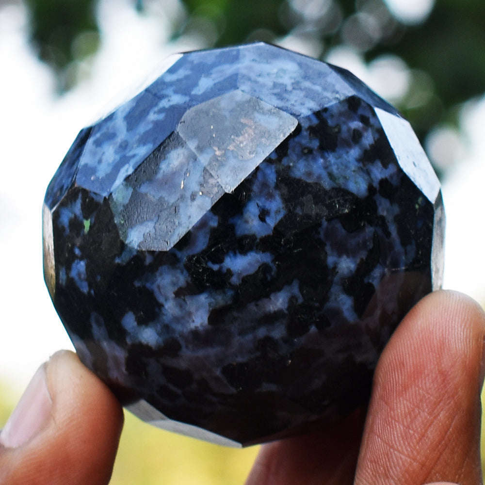 gemsmore:Awesome Gabrella Jasper Faceted Hand Carved Healing Crystal Sphere