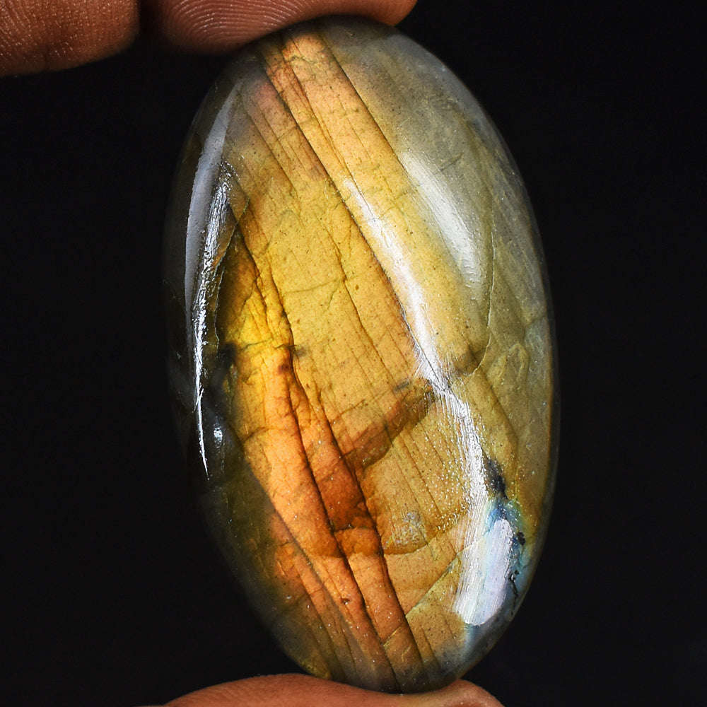 gemsmore:Beautiful 108 Carats Genuine Orange Flash Labradorite Gemstone