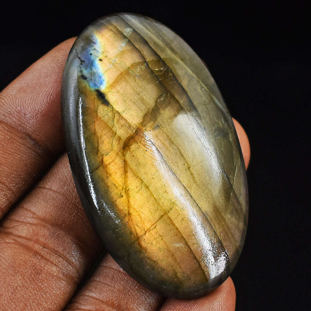 gemsmore:Beautiful 108 Carats Genuine Orange Flash Labradorite Gemstone