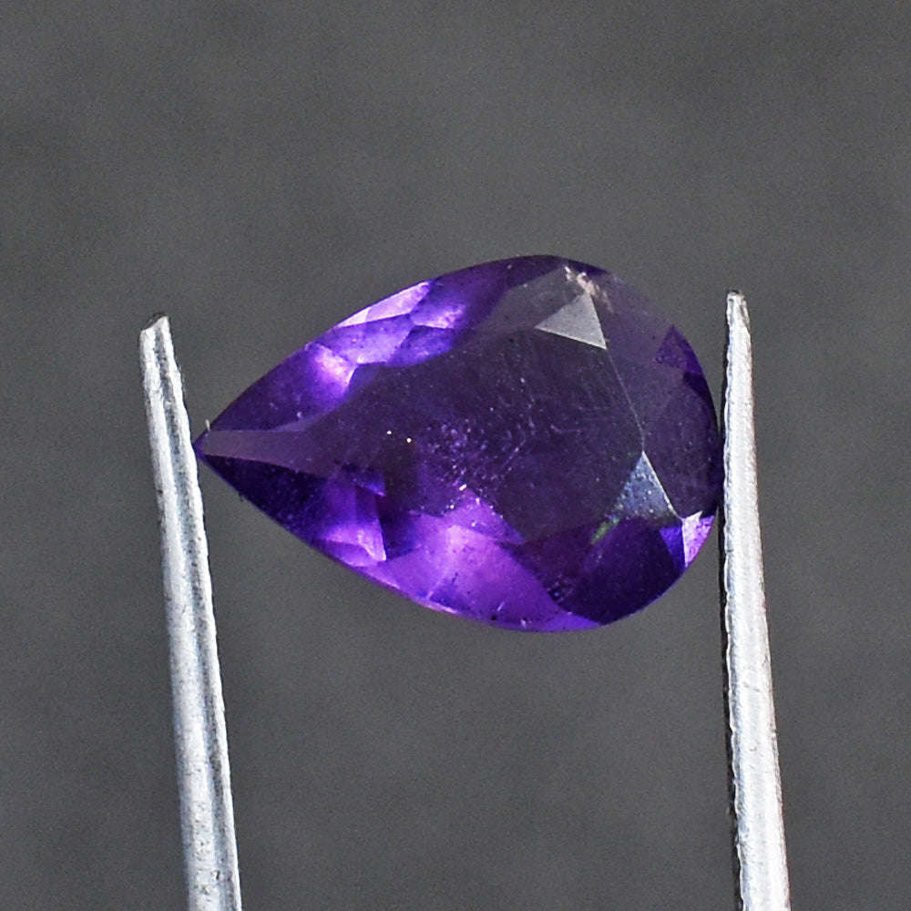 gemsmore:Beautiful 3 Carats Genuine Amethyst Faceted Gemstone