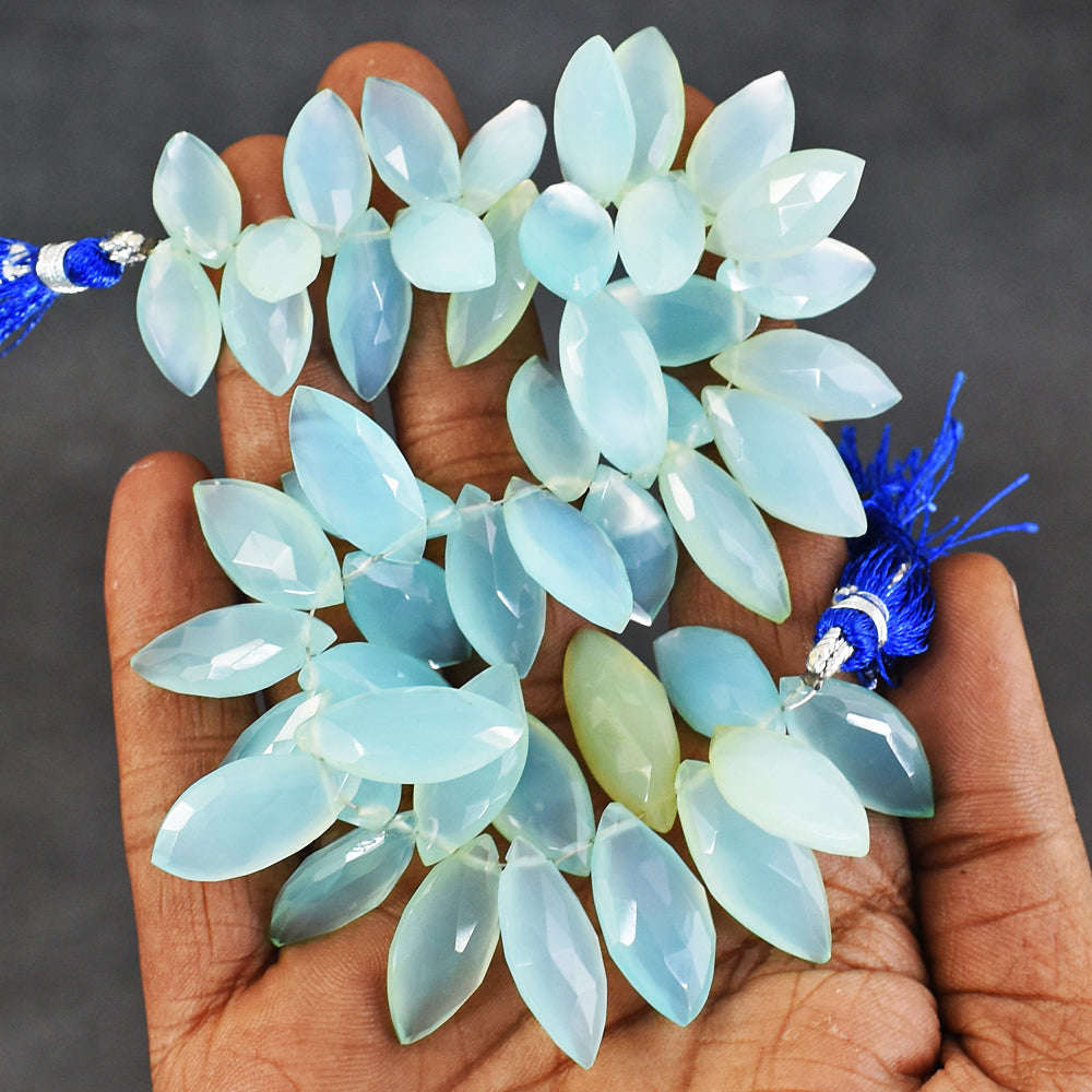 gemsmore:Beautiful 320 Carats Chalcedony Faceted Beads Strand Of 08"