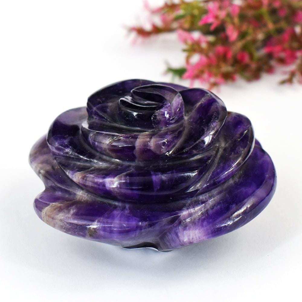 gemsmore:Beautiful  Amethyst  Hand Carved  Rose Gemstone