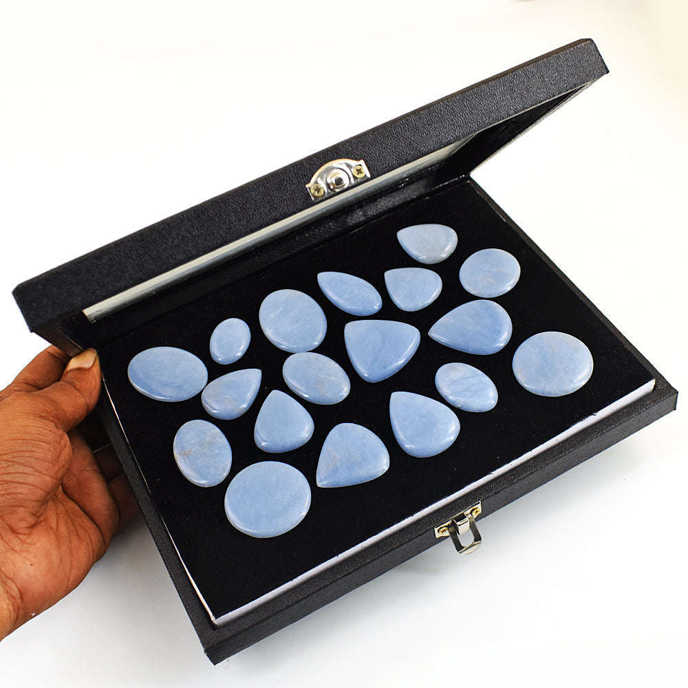 gemsmore:Beautiful Angelite Untreated Gemstone Cabochon Lot