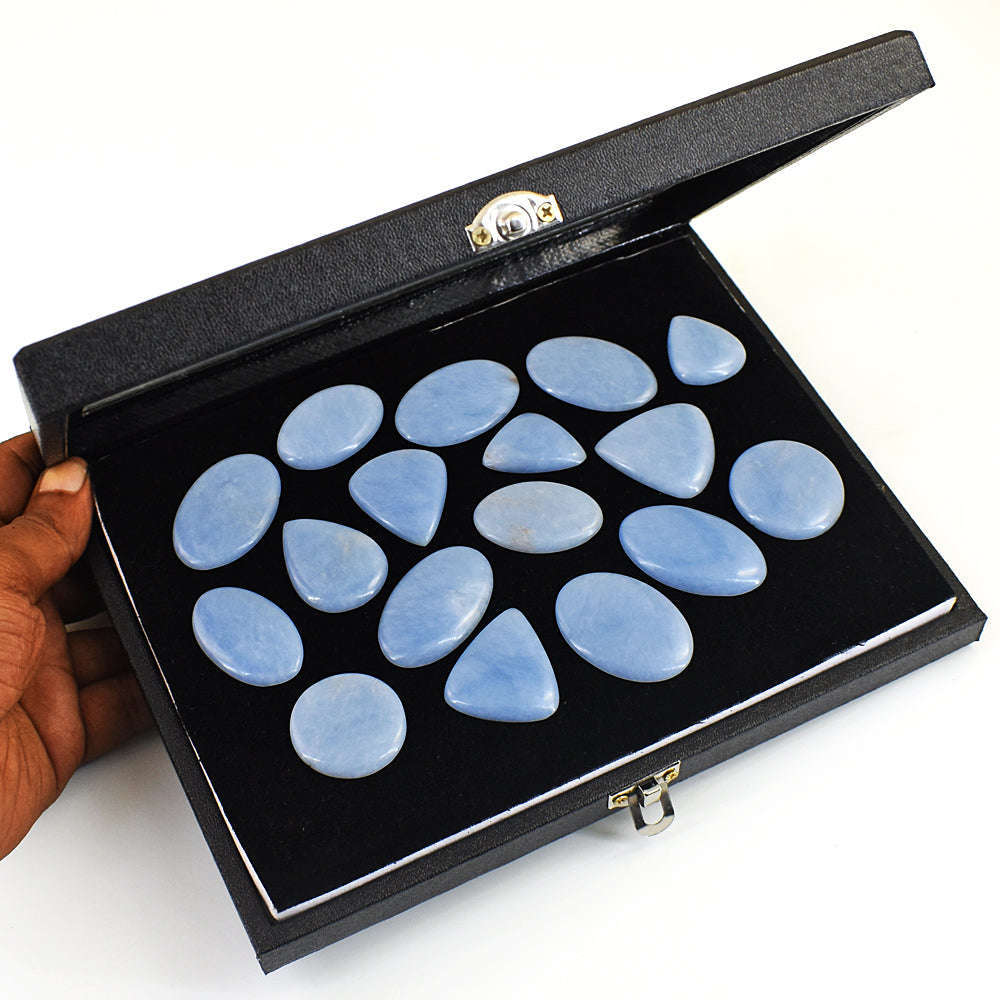gemsmore:Beautiful Angelite Untreated Gemstone Cabochon Lot
