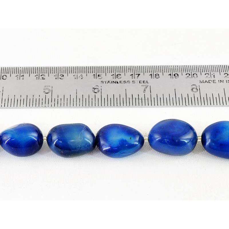 gemsmore:Beautiful Blue Onyx Beads Strand Natural Drilled