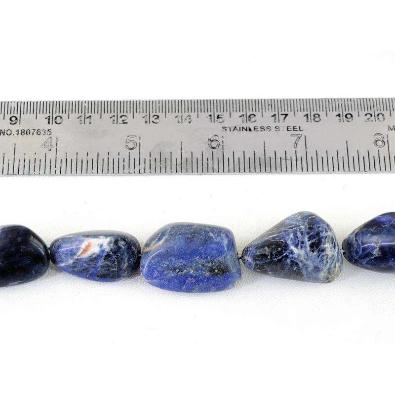gemsmore:Beautiful Blue Sodalite Drilled Beads Strand - Natural Untreated