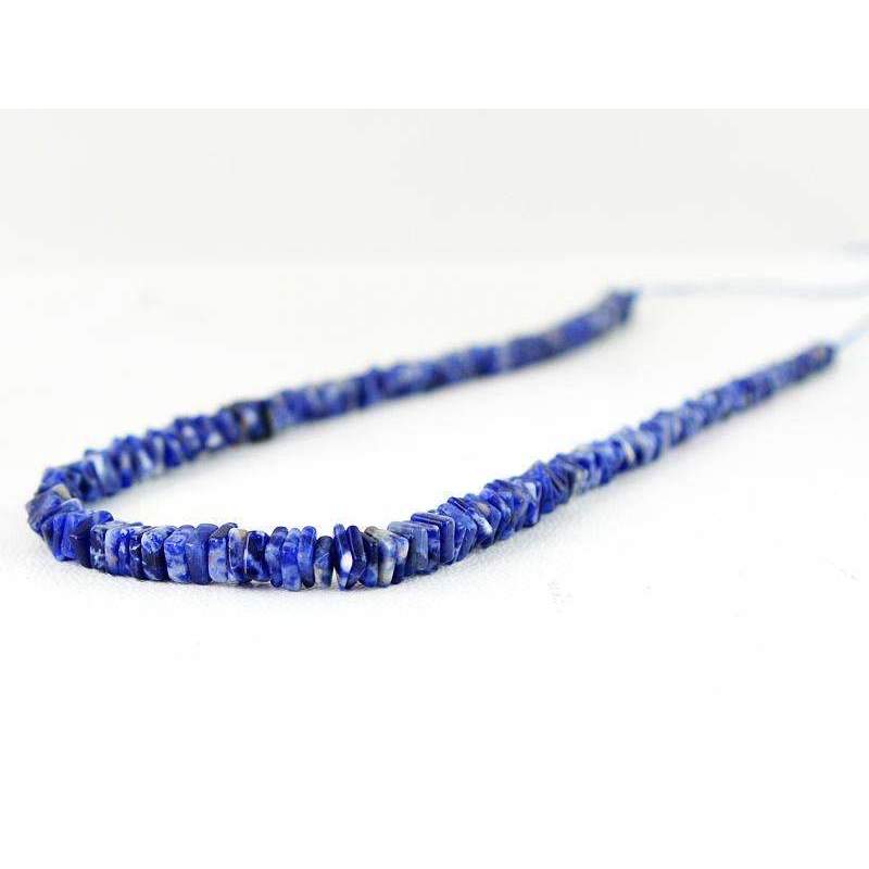 gemsmore:Beautiful Blue Sodalite Drilled Beads Strand - Natural Untreated