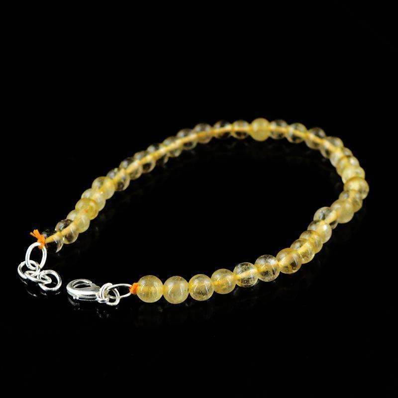 gemsmore:Beautiful Golden Rutile Quartz Bracelet Natural Round Shape Beads
