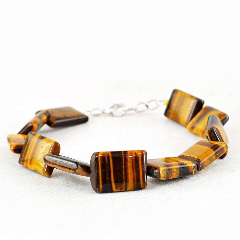 gemsmore:Beautiful Golden Tiger Eye Beads Bracelet Natural Untreated