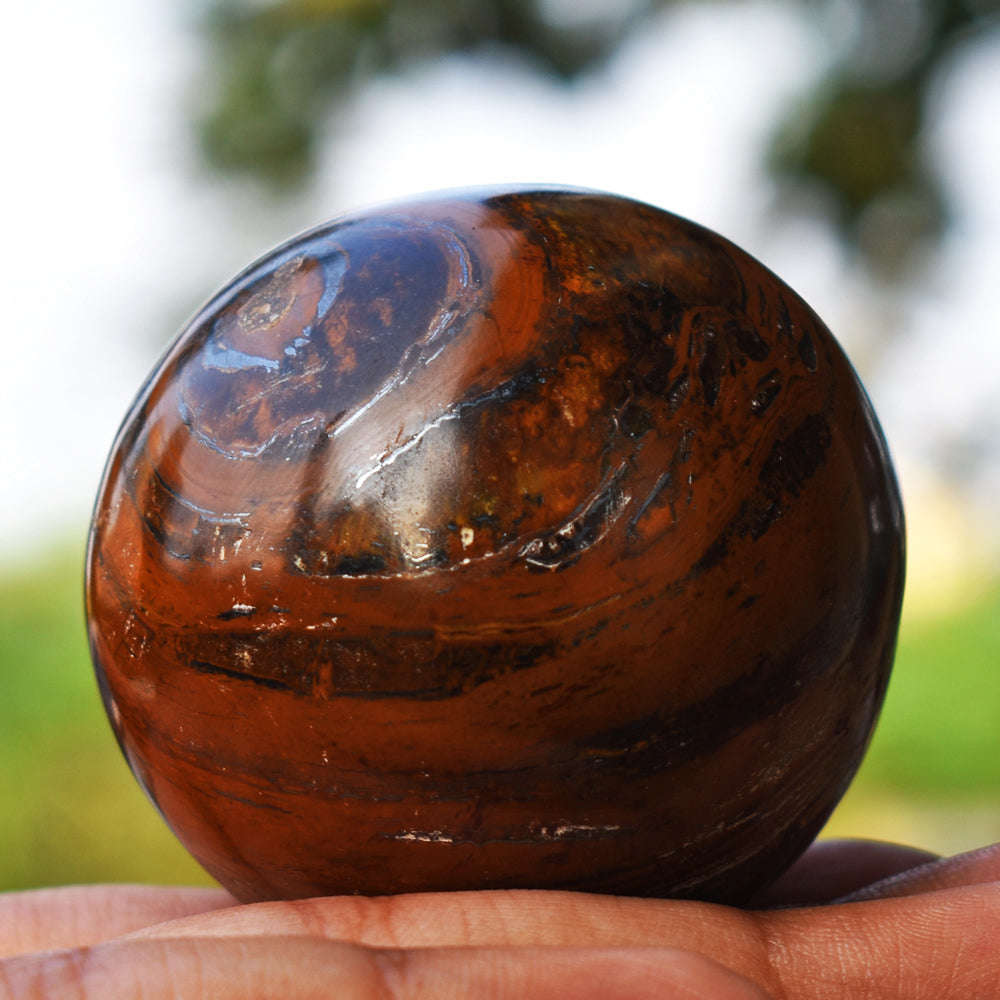gemsmore:Beautiful  Golden Tiger  Eye Hand  Carved  Healing Crystal Sphere