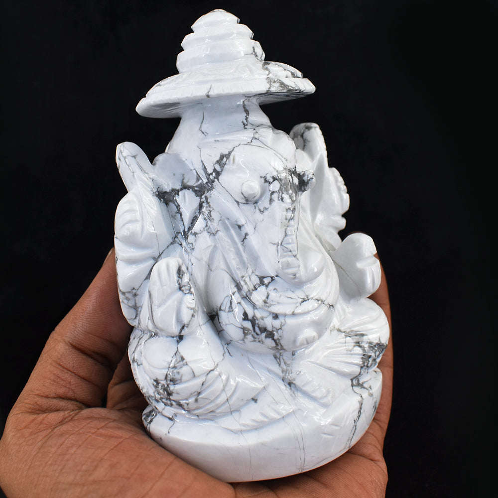 gemsmore:Beautiful Howlite Hand Carved Ganesha