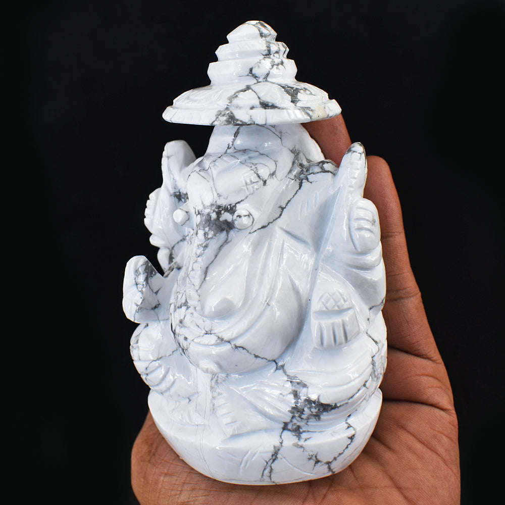 gemsmore:Beautiful Howlite Hand Carved Ganesha