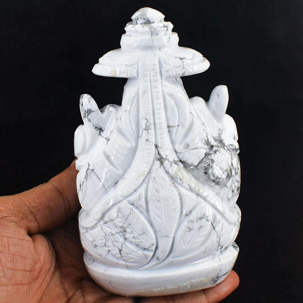 gemsmore:Beautiful Howlite Hand Carved Ganesha