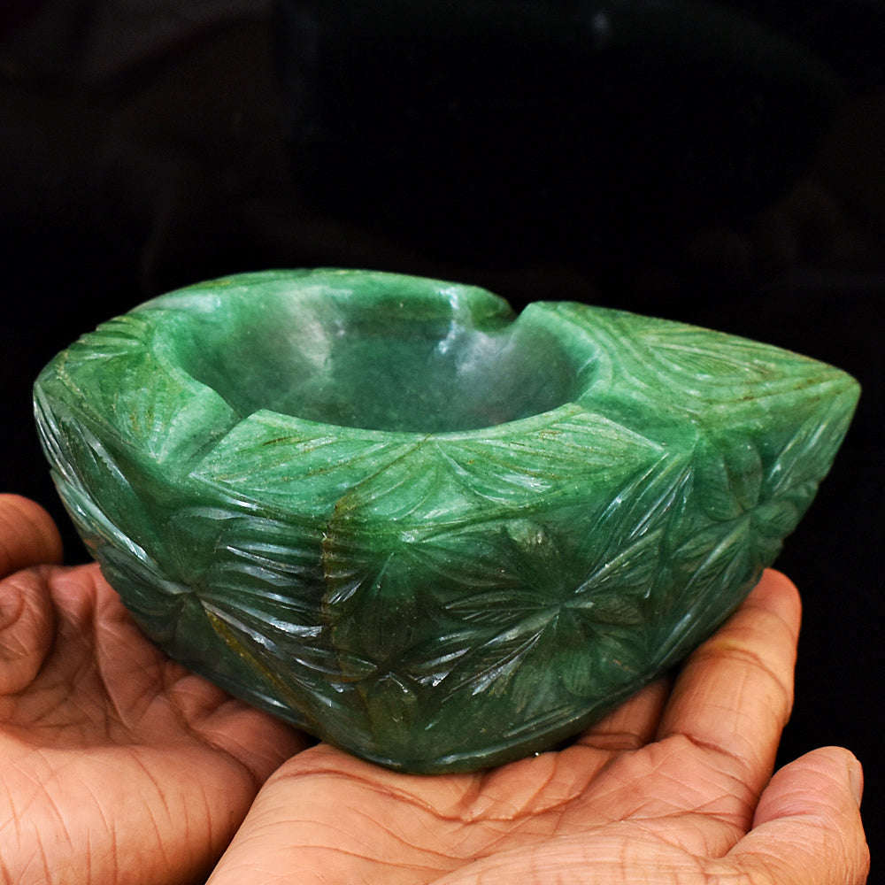 gemsmore:Beautiful Jade Hand Carved Genuine Crystal Gemstone Carving Candle Holder