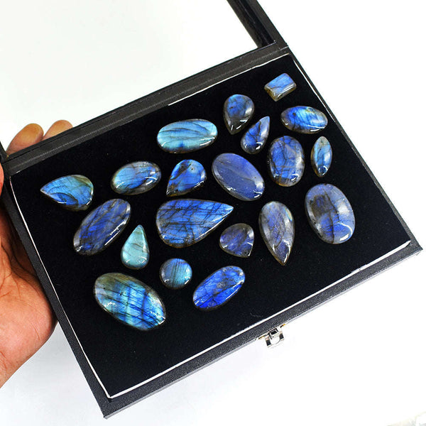 gemsmore:Beautiful Labradorite  Untreated Gemstone Cabochon Lot