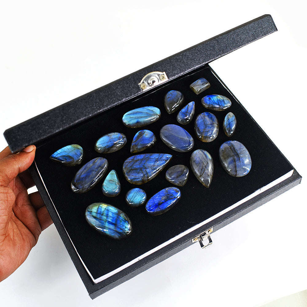 gemsmore:Beautiful Labradorite  Untreated Gemstone Cabochon Lot