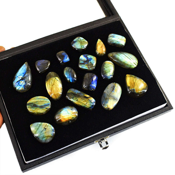gemsmore:Beautiful Labradorite Untreated Gemstone Cabochon Lot
