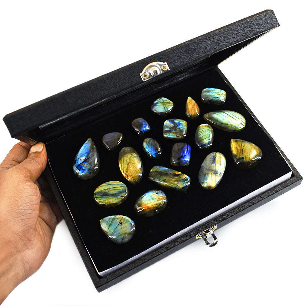 gemsmore:Beautiful Labradorite Untreated Gemstone Cabochon Lot