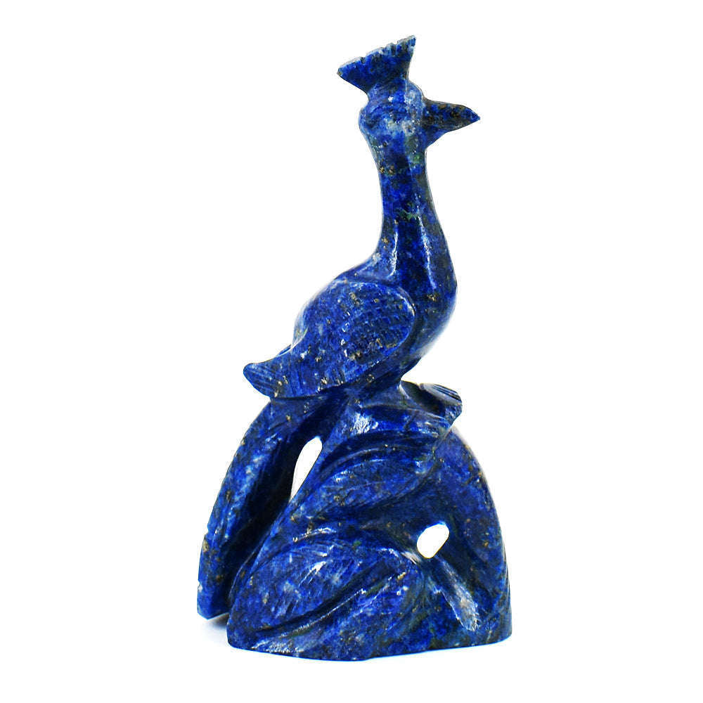 gemsmore:Beautiful Lapis Lazuli  Hand Carved Genuine Crystal Gemstone Carving Peacock