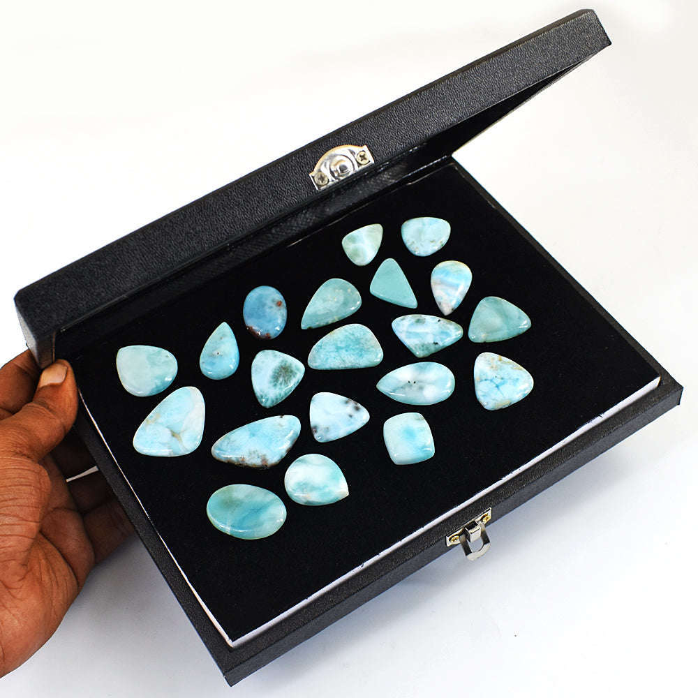 gemsmore:Beautiful Larimar Untreated Gemstone Cabochon Lot