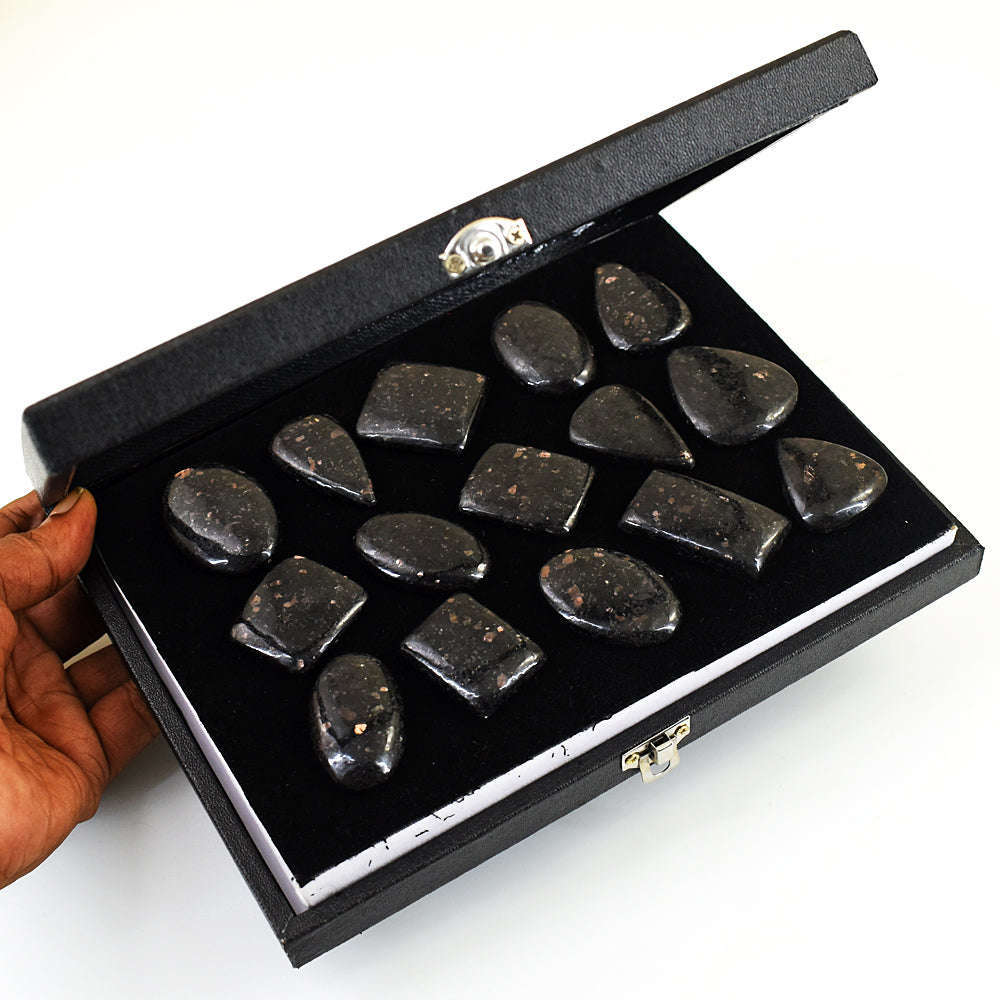 gemsmore:Beautiful Larvikite Untreated Gemstone Cabochon Lot