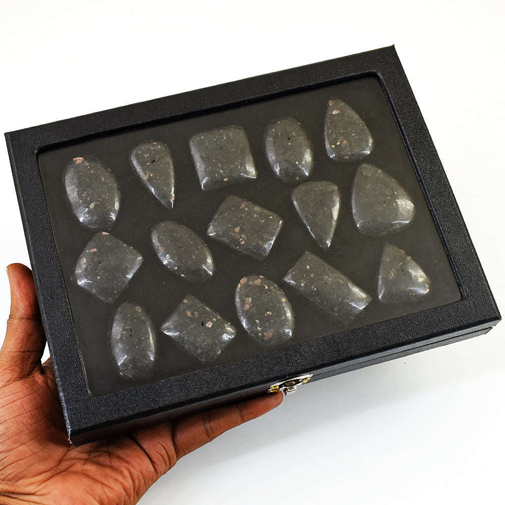 gemsmore:Beautiful Larvikite Untreated Gemstone Cabochon Lot