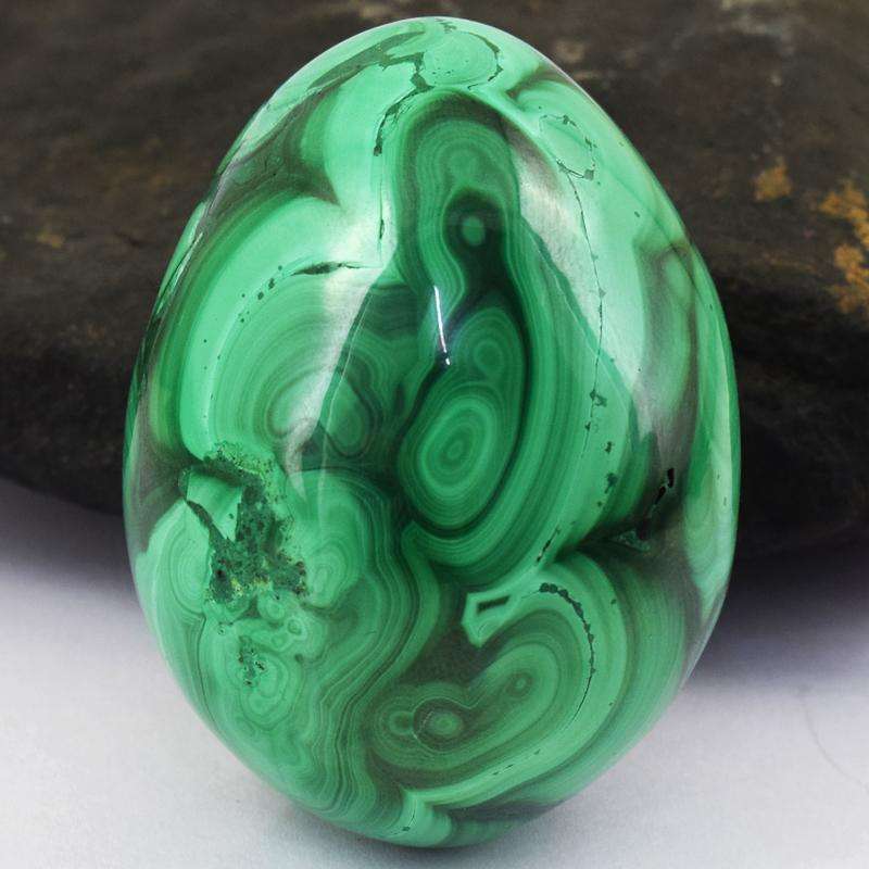 gemsmore:Beautiful Malachite Hand Carved Reiki Healing Egg