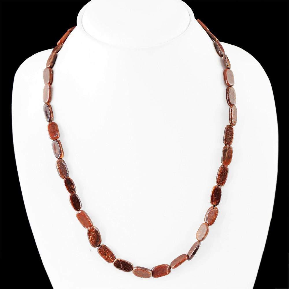gemsmore:Beautiful Natural Jasper Necklace Oval Shape Untreated Beads