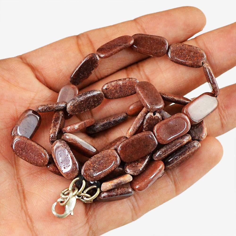 gemsmore:Beautiful Natural Jasper Necklace Oval Shape Untreated Beads