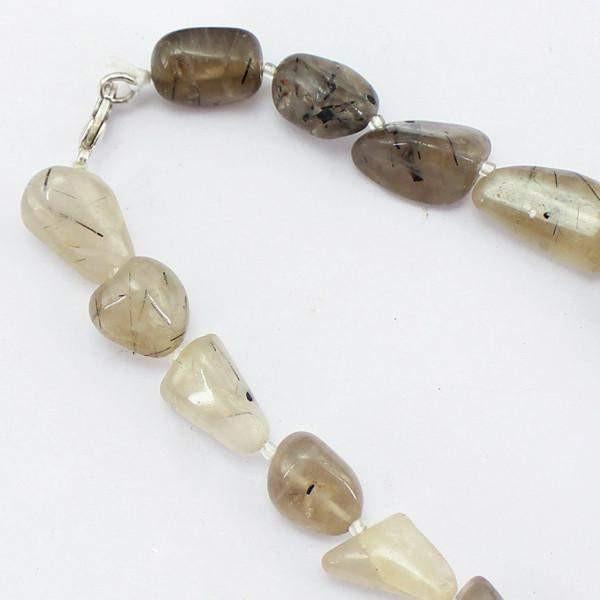 gemsmore:Beautiful Natural Rutile Quartz Untreated Beads Necklace