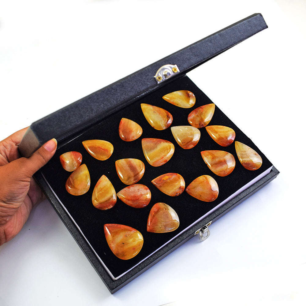 gemsmore:Beautiful Orange Aventurine Untreated Gemstone Cabochon Lot