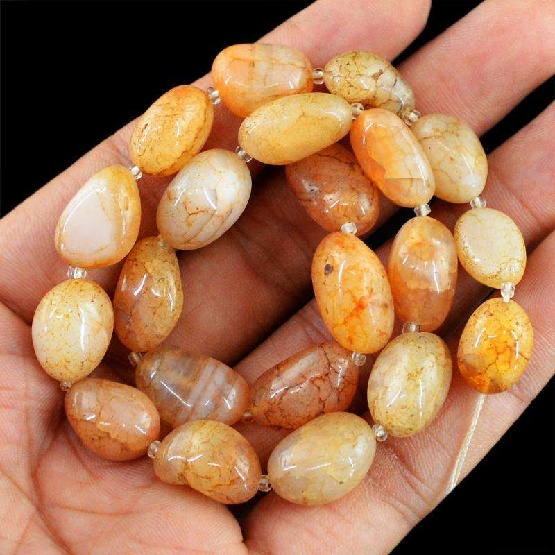 gemsmore:Beautiful Orange Onyx Beads Strand Natural Drilled