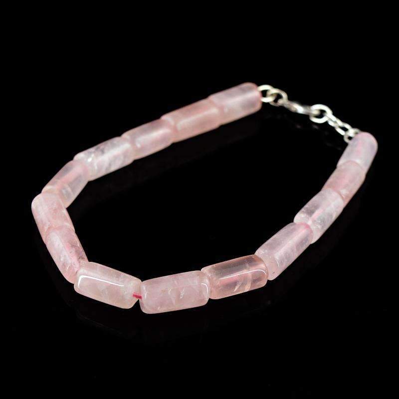 gemsmore:Beautiful Pink Rose Quartz Bracelet Natural Untreated Beads