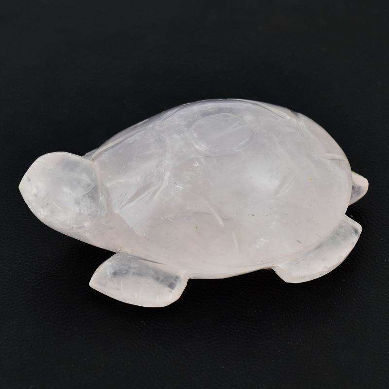 gemsmore:Beautiful Pink Rose Quartz Hand Carved Turtle