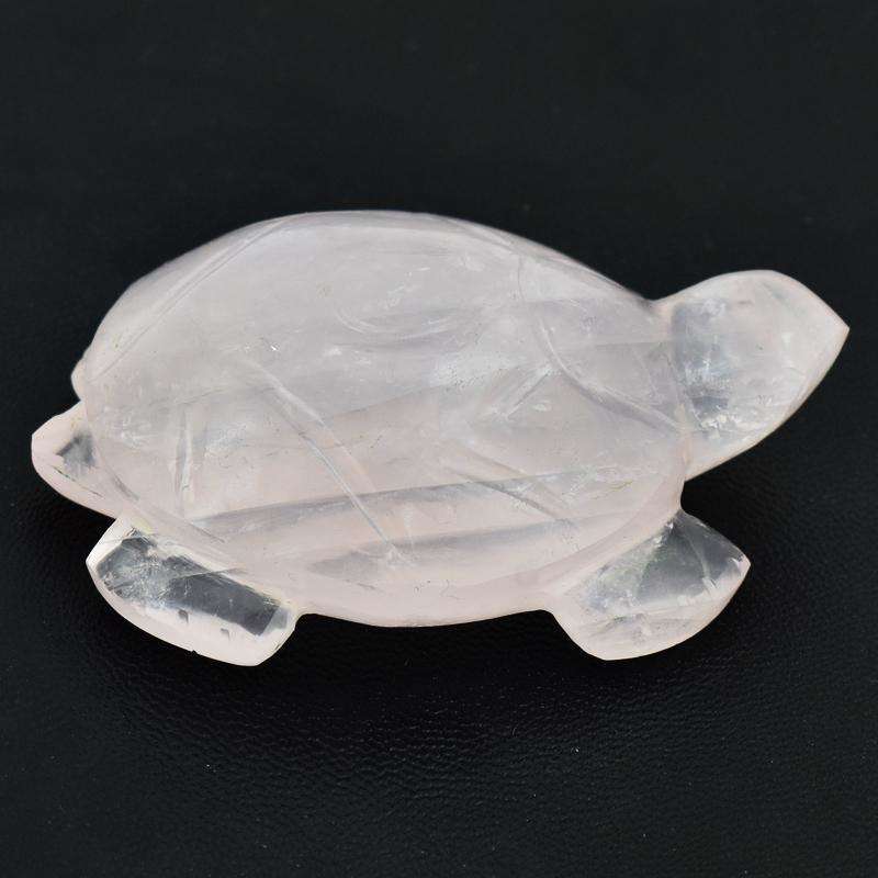 gemsmore:Beautiful Pink Rose Quartz Hand Carved Turtle