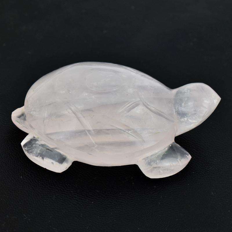 gemsmore:Beautiful Pink Rose Quartz Hand Carved Turtle