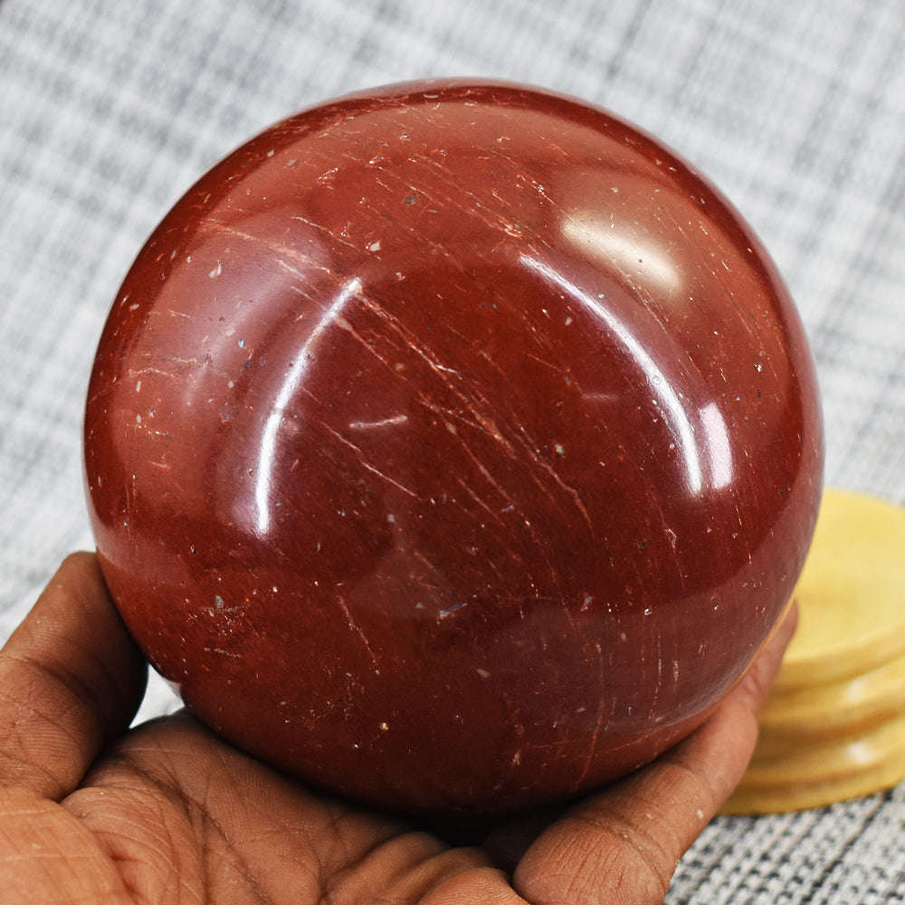 gemsmore:Beautiful Red Jasper Carved Crystal Healing Sphere - Huge Size