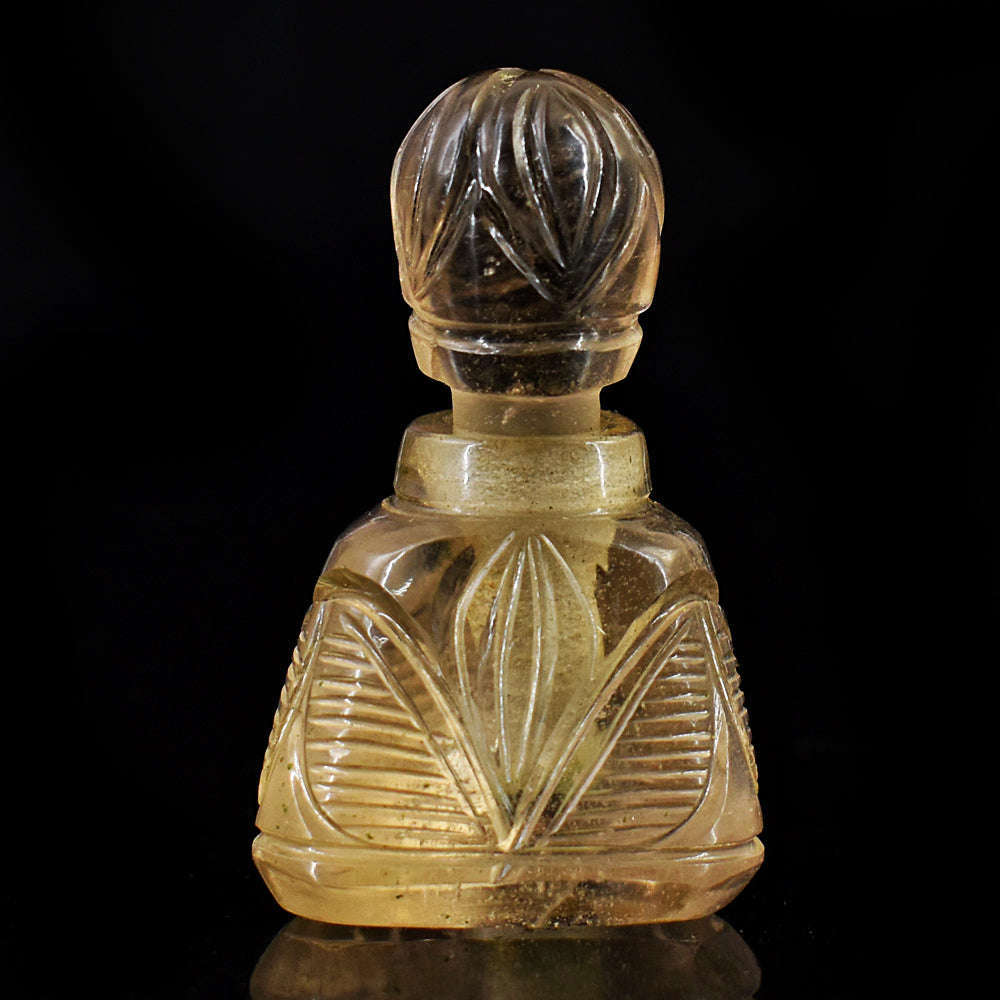 gemsmore:Beautiful Smoky Quartz  Hand Carved Genuine Crystal Gemstone Carving Perfume Bottle